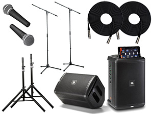 Portable PA Bundle with Wired Microphones and Stands